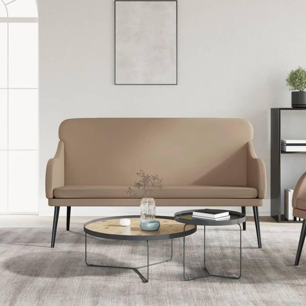The Living Store Panca Cappuccino-Brown 110X76X80 Cm In Pelle Finta-image