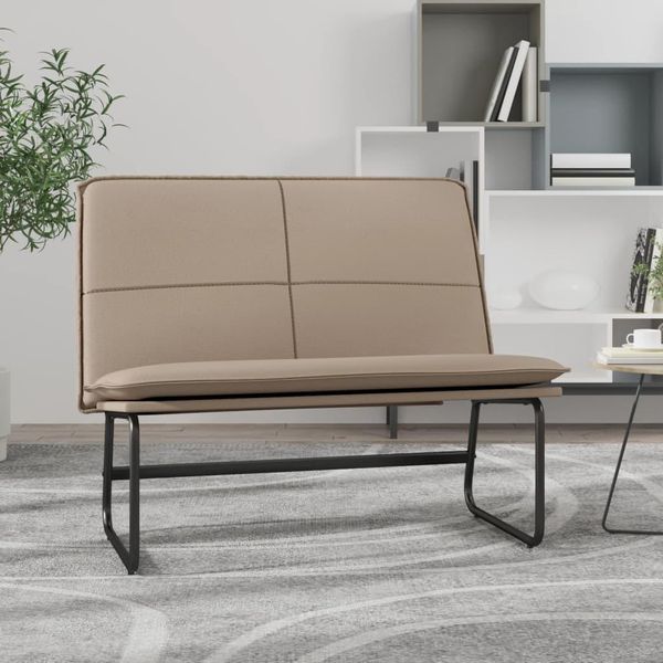 The Living Store Panca Cappuccino-Brown 100X75X76 Cm In Pelle Finta-image