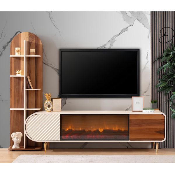 Credenza Camino Imitazione Armadio Scaffale Credenza Credenza Bassa Rtv Tv Legno Nuovo-image