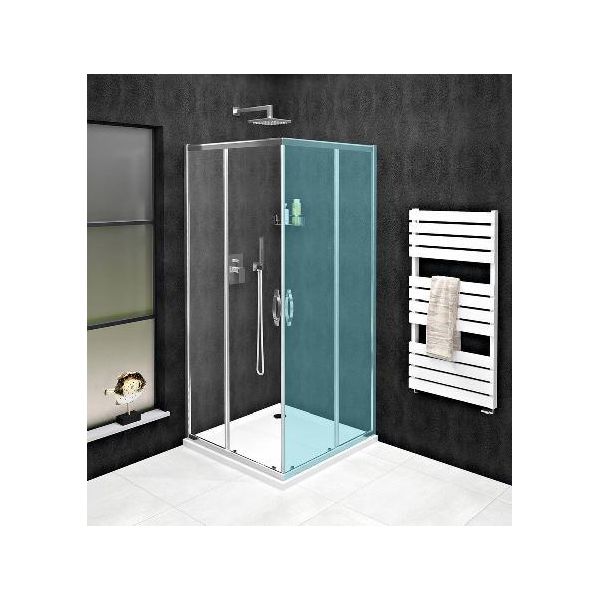Gelco Sigma - Porta Doccia Simply A Due Pezzi 880-900 Mm, Vetro Rivestito, Alluminio Lucido/Vetro Chiaro GS2190-image