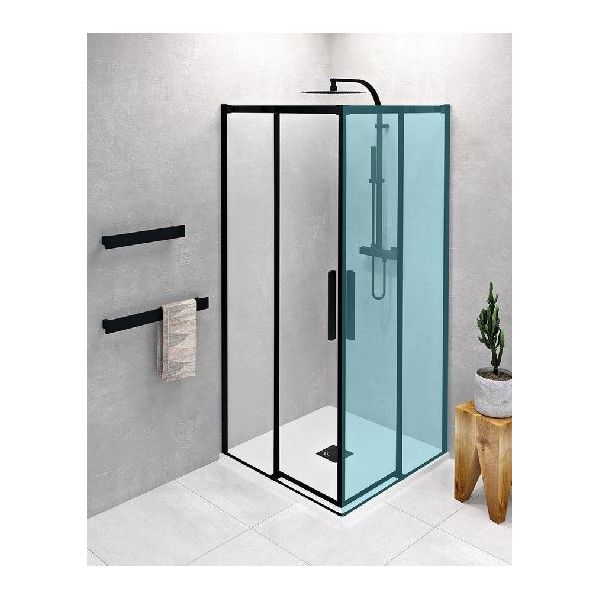 Polysan Altis Line - Porta Per Doccia, 1000X2000 Mm, Nero Opaco/Vetro Trasparente AL1512B-image