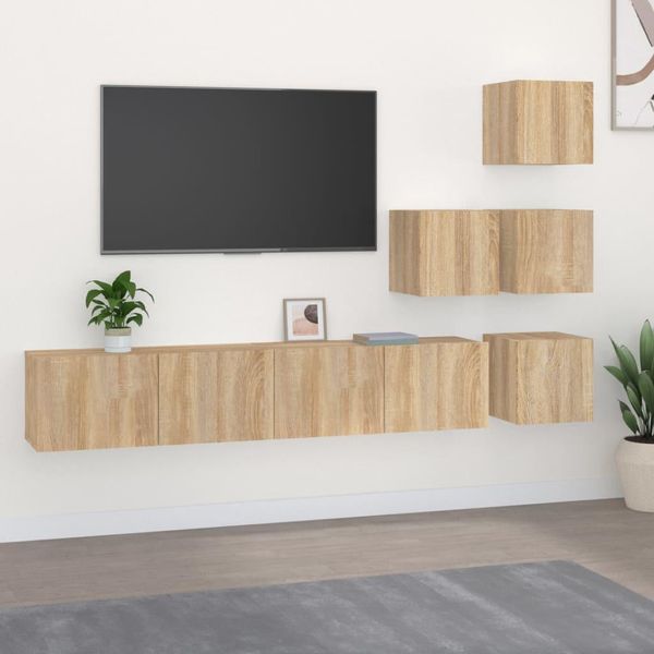 The Living Store Parete Tv In Legno Rovere Sonoma-image