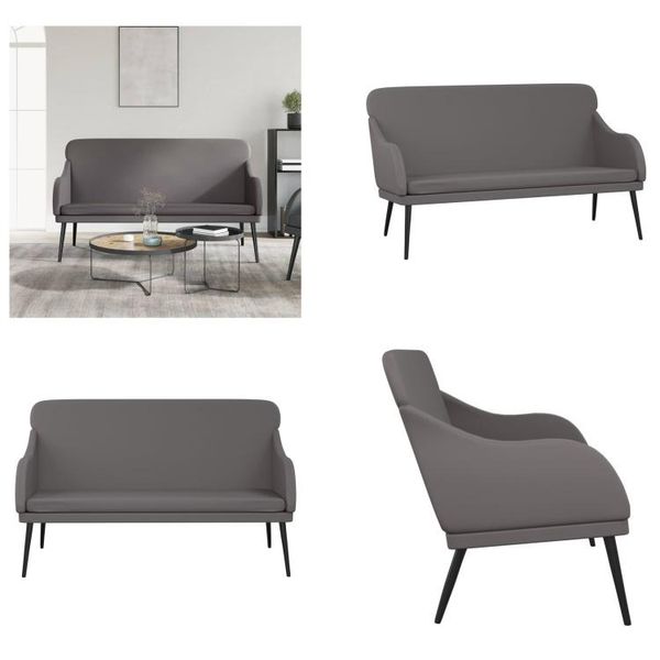 Vidaxl Panca Grigia 110X76X80 Cm In Pelle Finta - Panca - Panche - Panca Per Ingresso-image
