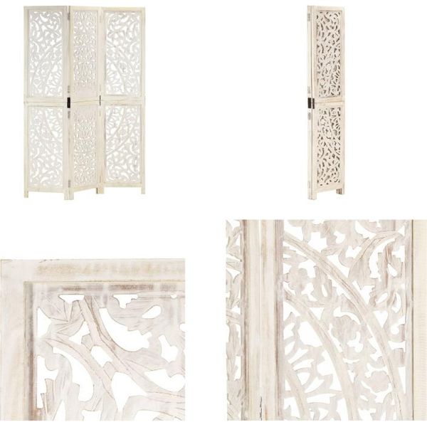 Vidaxl 3Pc. Divisorio Per Sala Intagliato A Mano In Legno Massiccio Di Mango 120×165Cm - Divisorio Per Sala - Divisorio Per Sala Intagliato A Mano - Divisori Per Sala - Divisori Per Sala-image