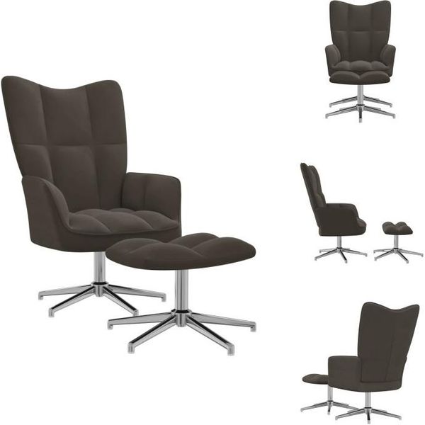 Vidaxl Poltrona Relax Con Sgabello In Velluto Grigio Scuro - Poltrona-image