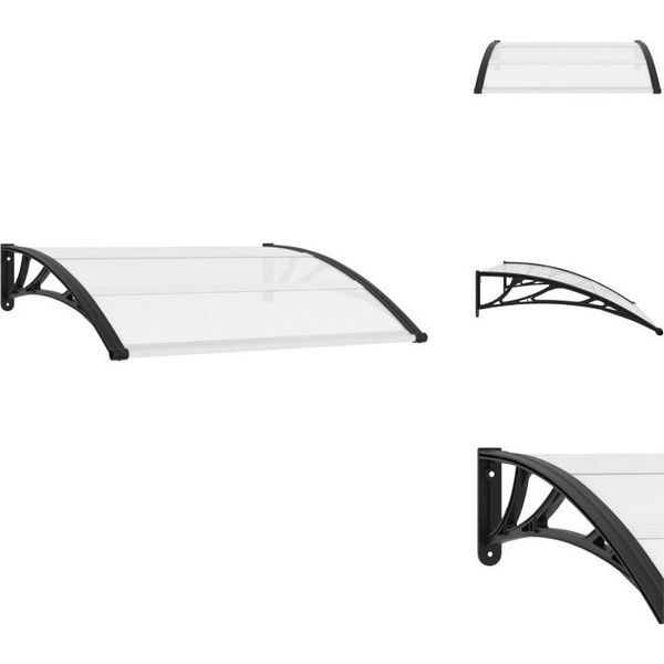 Vidaxl Tettoia Per Porte Nera E Trasparente 120×80 Cm Pc - Tende Da Sole-image