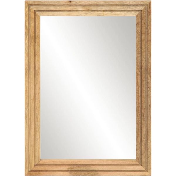 Vidaxl Specchio Da Bagno 50X70 Cm Legno Massiccio Grezzo Di Mango E Vetro-image
