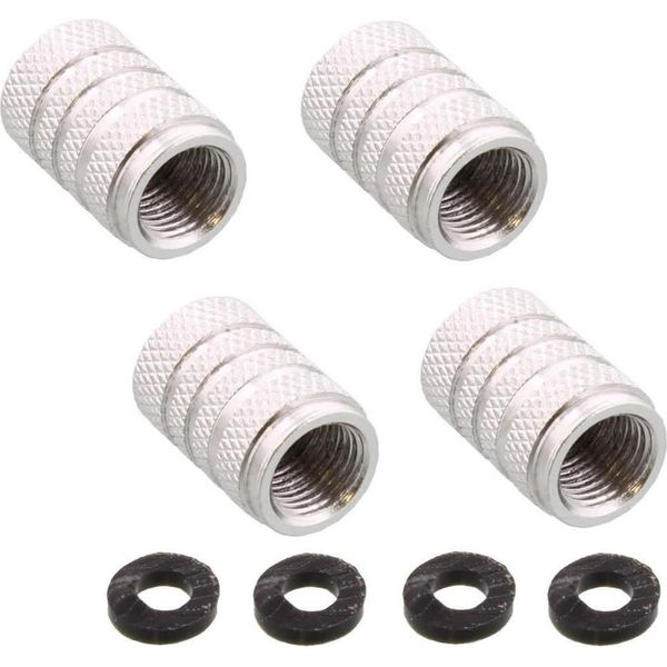 Set Tappi Valvole Pneumatici Alluminio Argento-image