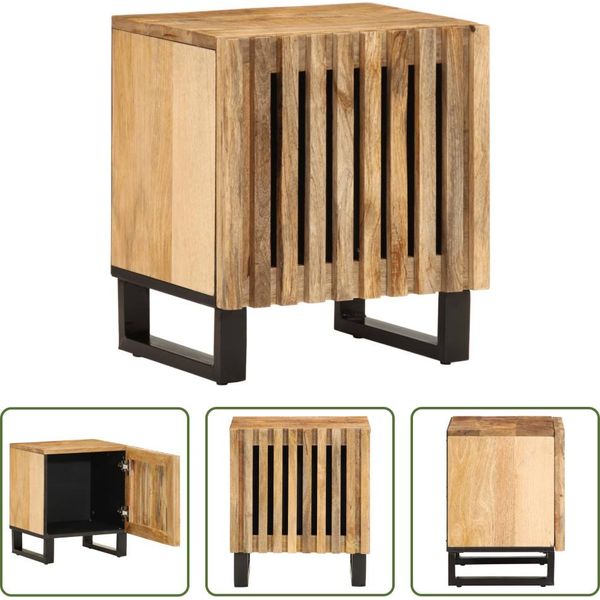 The Living Store Comodino 40X34X46 Cm Legno Di Mango Grezzo-image