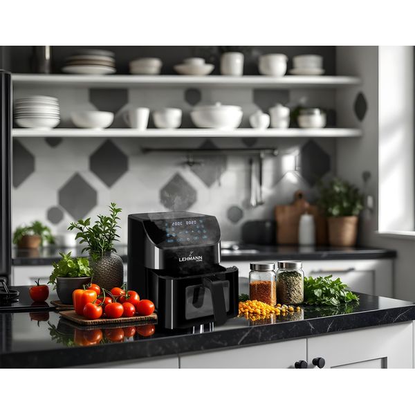 Lehmann Friggitrice Ad Aria 8L, Air Fryer Con Finestra, 12 Programmi, Max 200°C, Display Led Touch, 1800 W-image