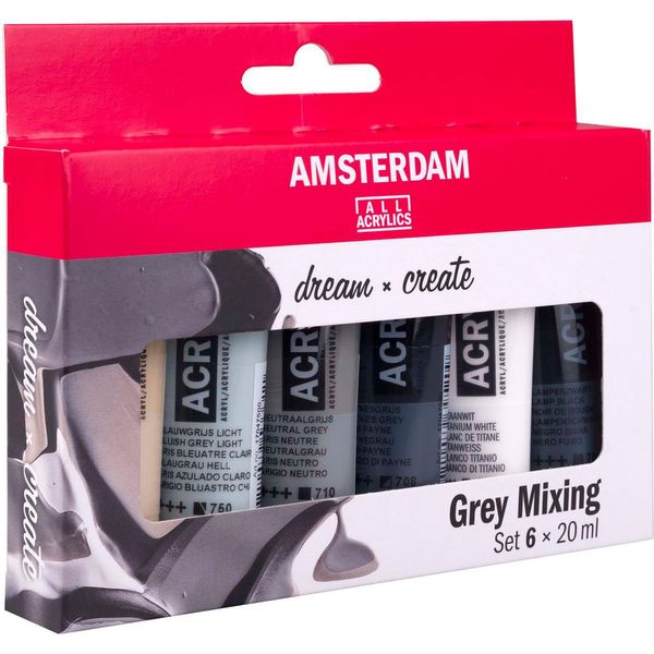 Royal Talens 17820505 Royal Talens Vernice Acrilica Grigio Amsterdam Set Di Miscelazione, 6 X 20 Ml-image
