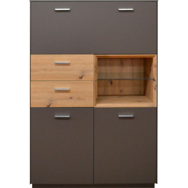 Highboard Mäusbacher "Frame", Braun (Lava Matt, Asteichefarben), B:99Cm H:151Cm T:41Cm, Sideboards, Highboard, Breite 99 Cm-image