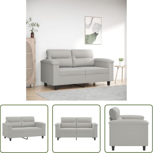 The Living Store Divano 2 Posti Grigio Chiaro 120 Cm In Tessuto Microfibra-image