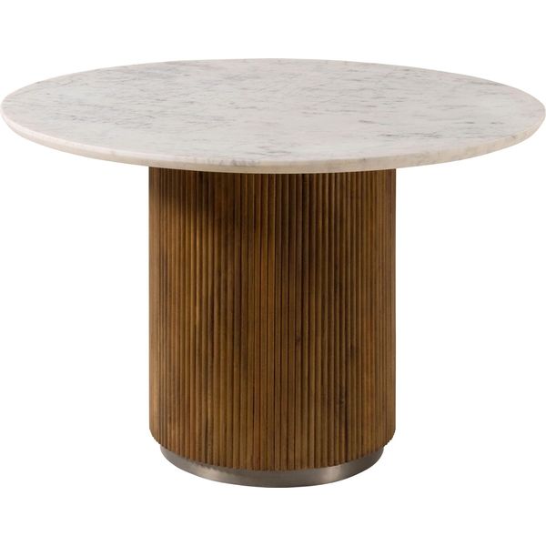 MASSIVMOEBEL24 | Tavolo Da Pranzo In Legno Di Mango 120X120X76 Laccato Marrone - Marmo Bianco Barcelona #228-image