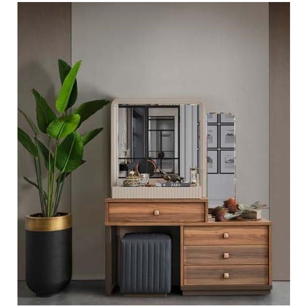 Tavolo Da Toilette Marrone Lussuoso Tavolo Da Toilette In Legno Tavolo Cosmetico Moderno-image