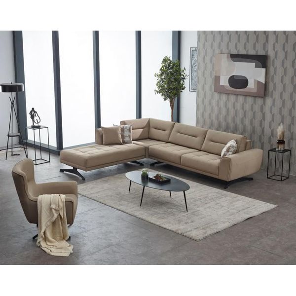 Set Divano Divano Angolare Poltrona A L Divano Imbottito Divano Beige Divano In Tessuto-image