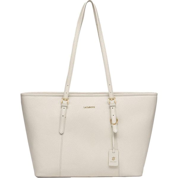 Lazarotti Pelle Borsa Shopper Borsa A Tracolla Bologna Leather Shopper Cream White Avorio-image