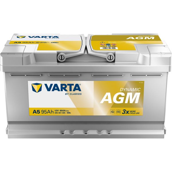 Varta A5 Silver Dynamic Agm 12V 95Ah 850A Batteria Auto Start-Stop 595 901 Incl. 7,50 € Di Cauzione-image