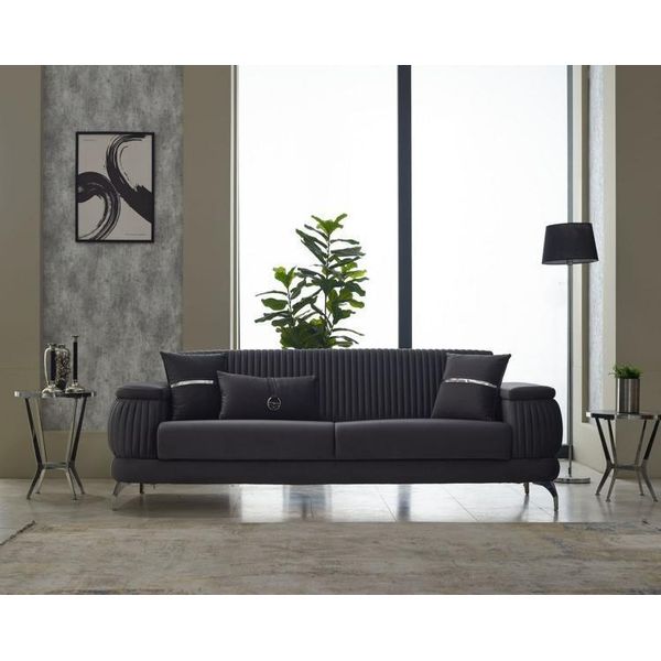 Divano Imbottito A Tre Posti Divano In Tessuto Divano Divano A 3 Posti Grigio Divani Di Design-image