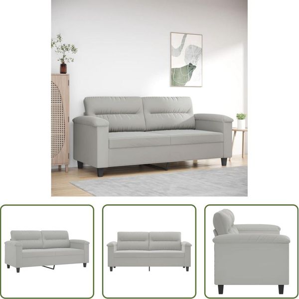 The Living Store Divano 2 Posti Grigio Chiaro 140 Cm In Tessuto Microfibra-image