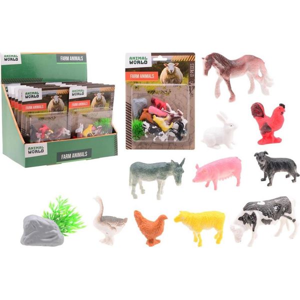 Set Da Gioco Johntoy Con Animali Della Fattoria, 12 Pezzi Su Cartoncino-image