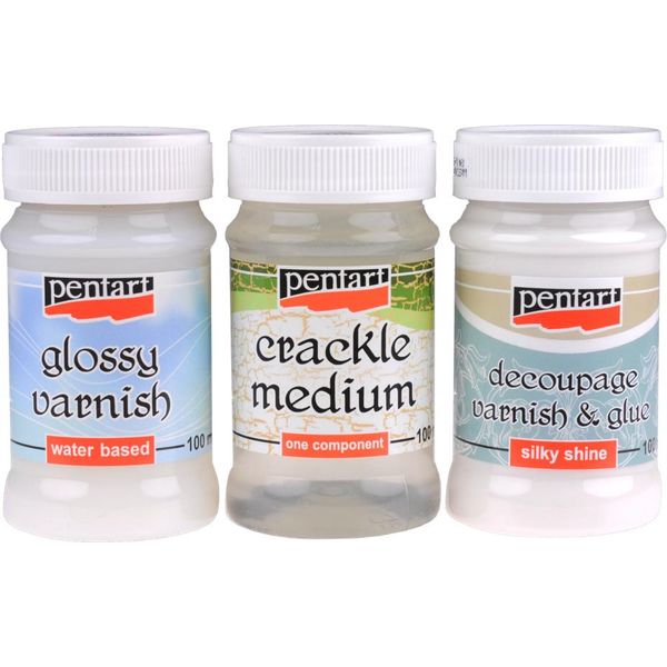 Pentart Set Per Decoupage Vernice Lucida Crackle Vernice Crackle Medium 100Ml-image