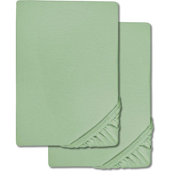 Lenzuolo Matrimoniale In Microfibra Interlock Jersey Verde 90 X 190 - 100 X 200 Cm Confezione Doppia-image