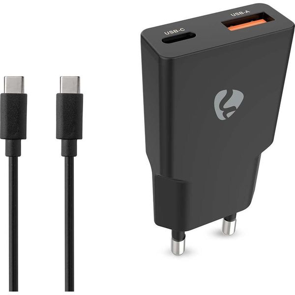 Caricabatterie Da Muro Gan A Doppia Porta, 30 W, USB-C E USB-A, Nero-image