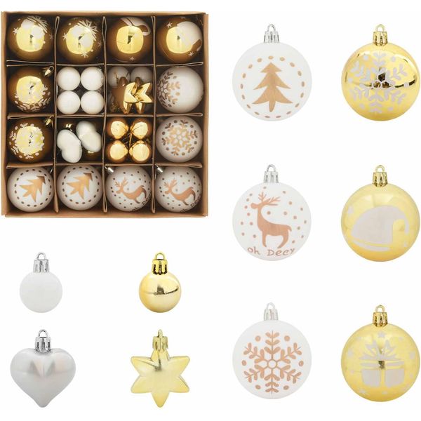 Vidaxl Set Di Gingilli Natalizi 40 Pezzi In Plastica Bianca E Oro-image