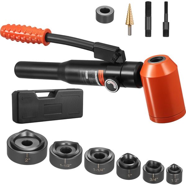 Succebuy Set Di Punzoni Idraulici Per La Sverniciatura, 10 Tonnellate, Utensile Per La Punzonatura Da 12,7 A 50,8 Mm, Set Di Utensili Ko Con 6 Matrici Per Alloggiamenti In Metallo E Armadi Elettrici-image