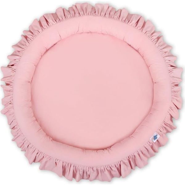 Culla Med Volant - Nido A Terra Per Neonati - Anallergico E Lavabile, Rosa Pastello, 90 Cm-image