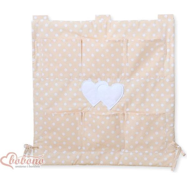 Organizzatore Per Lettino, Cree Con Cassetto, 6 Scomparti - 100 % Cotone - Collezione "Hanging Hearts""."-image