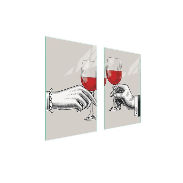 Piastre Copri Fornelli 2 Pezzi 75X52 Copri Piano Cottura In Ceramica Tagliere In Vetro Grigio Vino-image