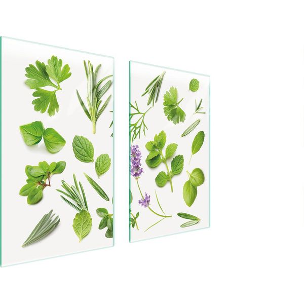 Piastre Copri Fornelli 2 Pezzi 75X52 Copri Piano Cottura In Ceramica Tagliere In Vetro Spezie Verde-image