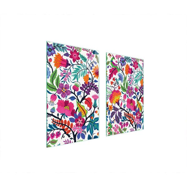 Piastre Copri Fornelli 2 Pezzi 75X52 Copri Piano Cottura In Ceramica Tagliere In Vetro Fiori Colorati-image
