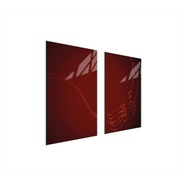 Piastre Copri Fornelli 2 Pezzi 75X52 Copri Piano Cottura In Ceramica Tagliere In Vetro Motivo Rosso-image