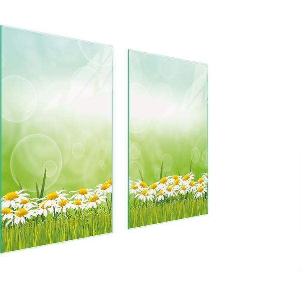 Piastre Copri Fornelli 2 Pezzi 75X52 Copri Piano Cottura In Ceramica Tagliere In Vetro Verde Margherita-image