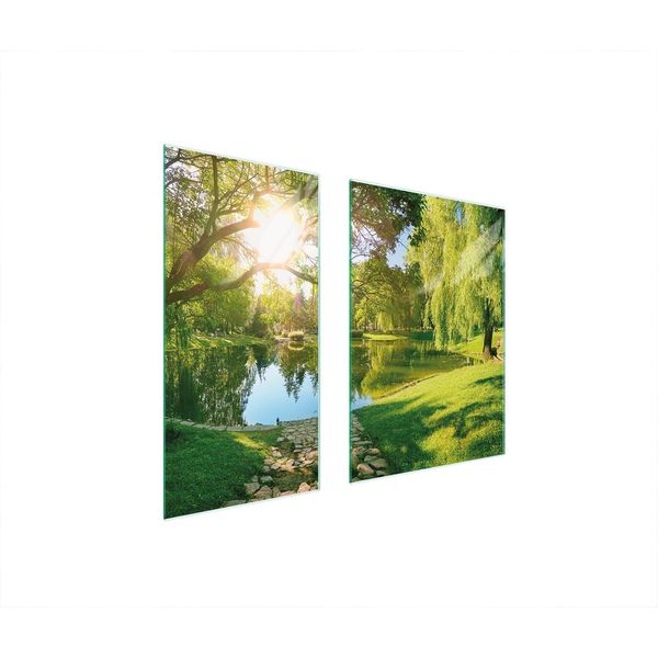 Piastre Copri Fornelli 2 Pezzi 75X52 Ceramica Piano Cottura Tagliere Vetro Paesaggio Sole-image