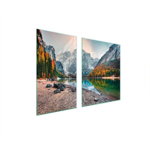 Piastre Copri Fornelli 2 Pezzi 100X52 Copri Piano Cottura In Ceramica Tagliere In Vetro Paesaggio Montagne-image