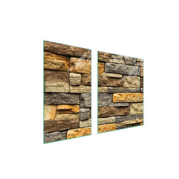 Piastre Copri Fornelli 2 Pezzi 100X52 Copri Piano Cottura In Ceramica Tagliere In Vetro Marrone Mattone-image