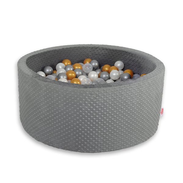 H-40 Cm Piscina A Secco In Minky Con 200 Palline - Grigio Scuro-image