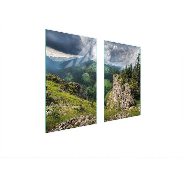 Piastre Coprifornelli 2 Pezzi 75X52 Ceramica Coprifornelli Tagliere Vetro Paesaggio Montagne-image