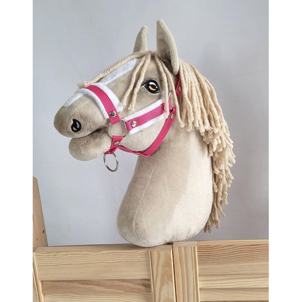 Cavezza Regolabile Hobby Horse A3 Rosa Scuro Con Pelliccia Bianca-image