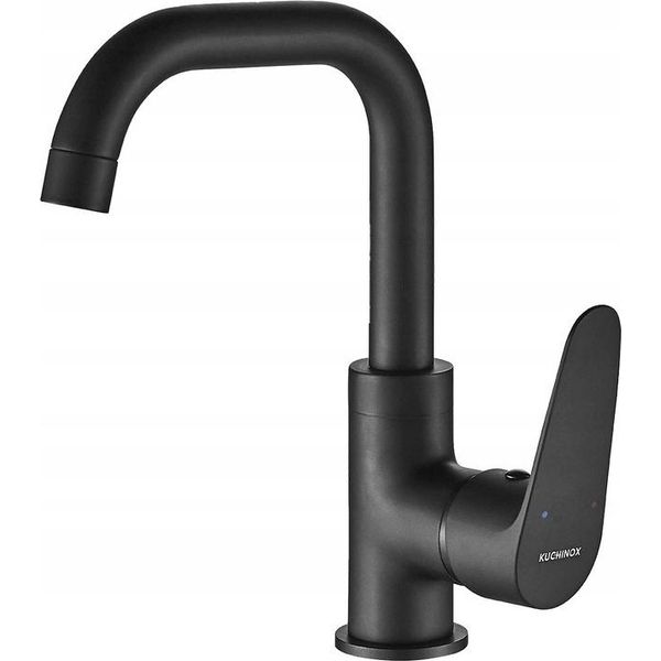 Miscelatore Per Lavabo A Colonna Con Bocca Girevole Nero Sagra-image