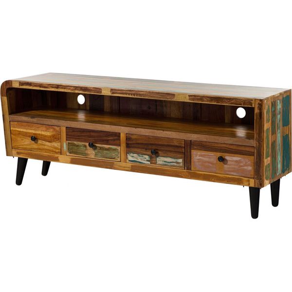 MASSIVMOEBEL24 | Sixties #119 Mobile Tv In Legno Riciclato - Laccato / Multicolore 180X45X70-image