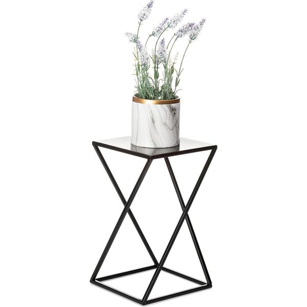 Howhomely Sgabello Per Fiori In Metallo Nero 40 Cm - Portafiori, Colonna Per Fiori Moderna-image
