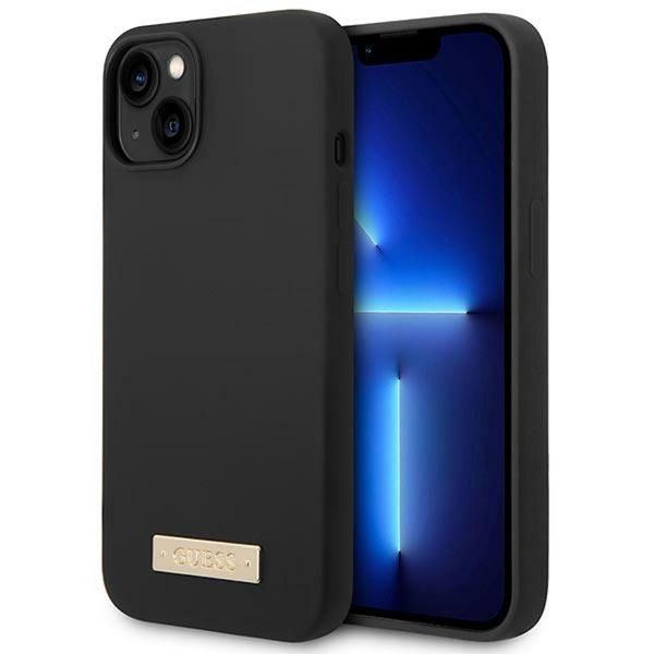 Guess Guhmp14Msbplk Iphone 14 Plus/ 15 Plus 6.7 Czarny/Nero Custodia Rigida In Silicone Logo Piastra Magsafe-image