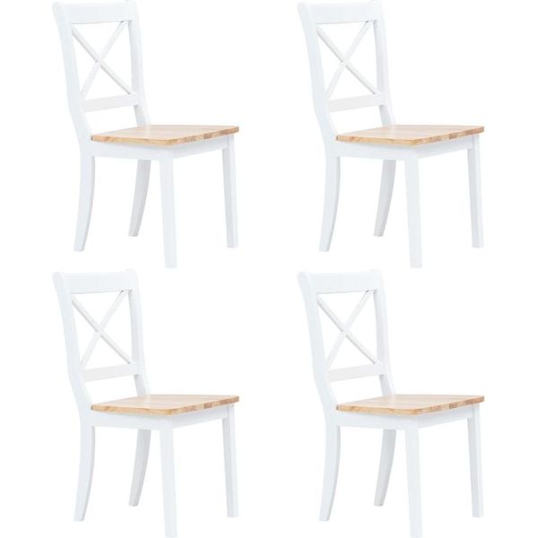 Syfax™ Set Da Pranzo 5 Pz In Legno Massello Di Hevea Bianco E Marrone-image