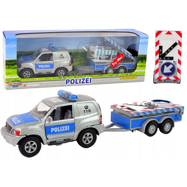 Auto Della Polizia Con Rimorchio Segnali Stradali Metallo HXCL009-image