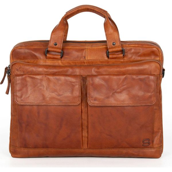 Spikes & Sparrow Pelle Borsa Da Ufficio Borsa A Tracolla Con Scomparto Per Laptop Robert Business Bag Brandy Marrone-image